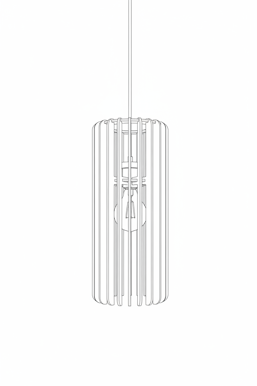Line drawing of wooden pendant light