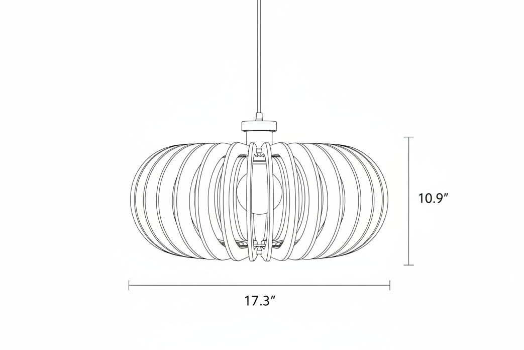 Oval pendant light technical drawing