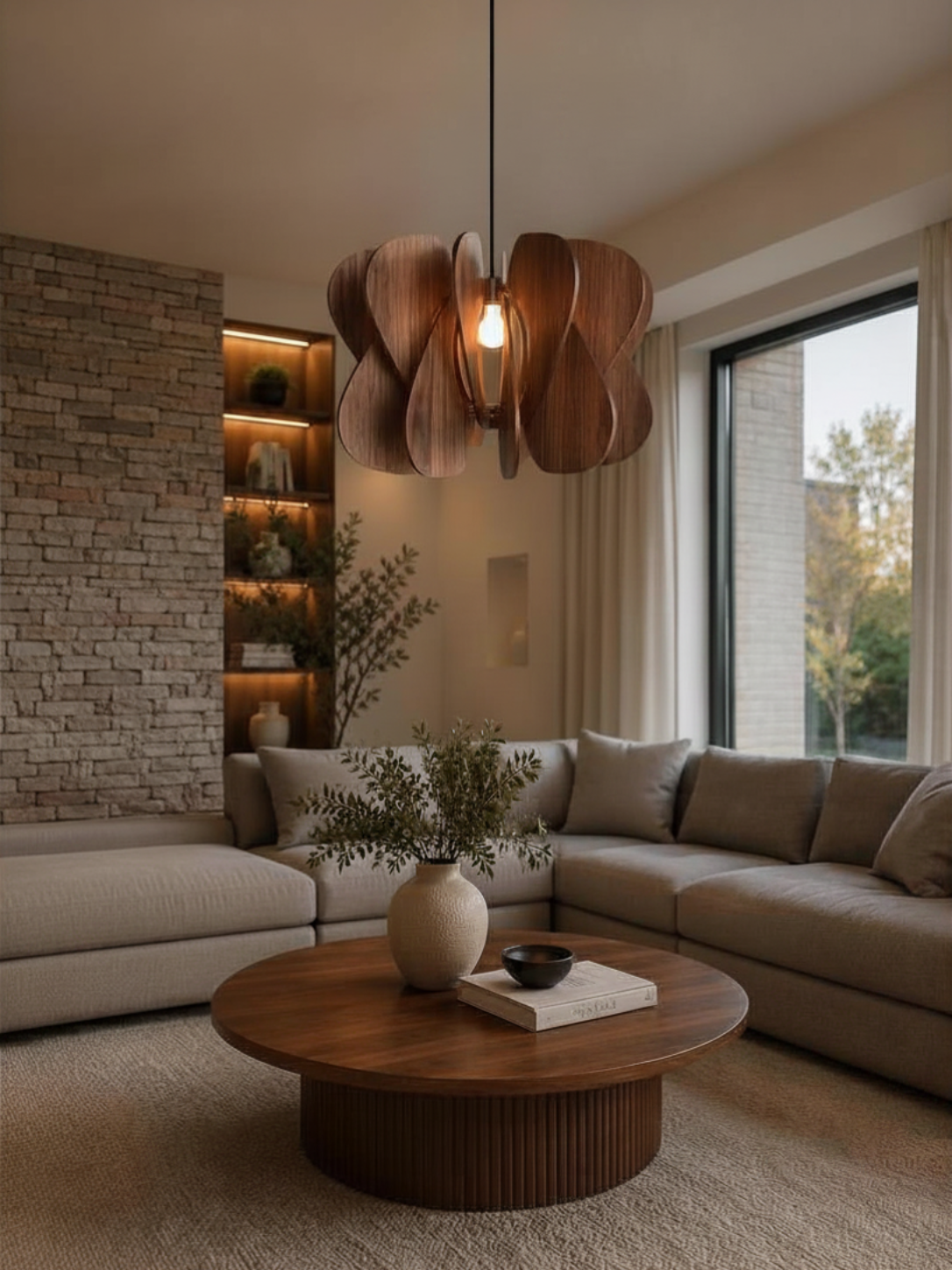 Husk Wood Pendant Light