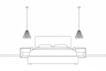 Bedroom line drawing with pendant lights 10