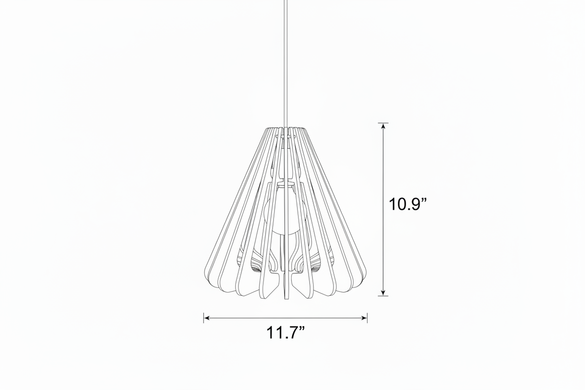 Cone pendant light technical drawing