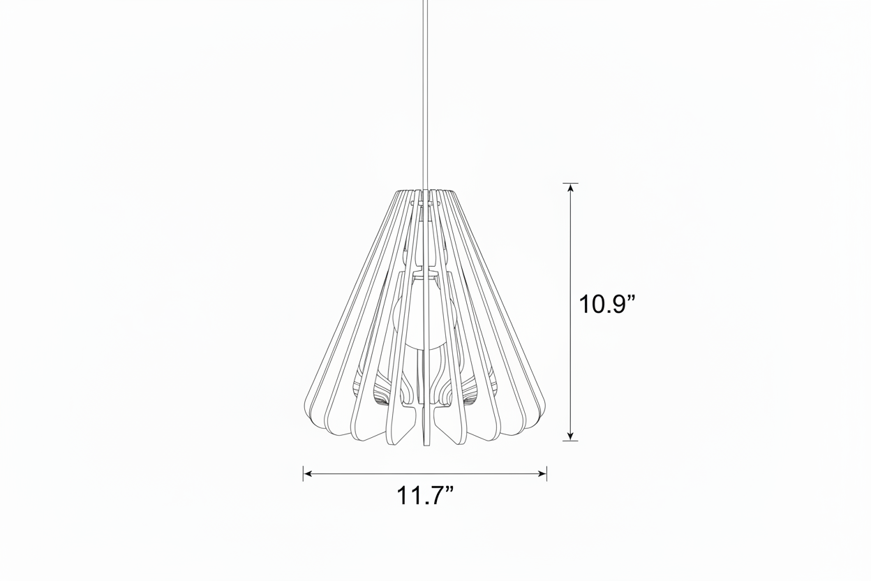 Cone pendant light technical drawing