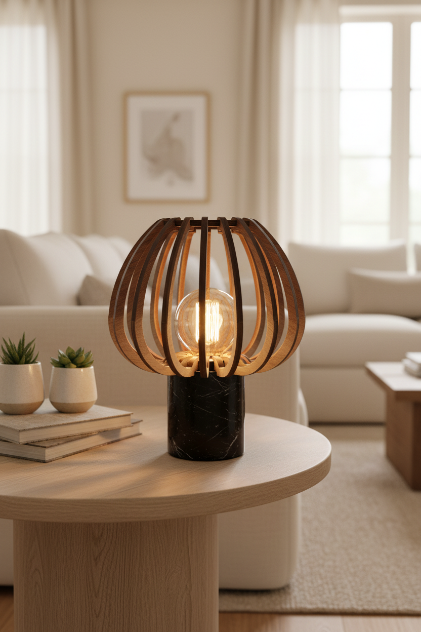 Gradient wood table lamp