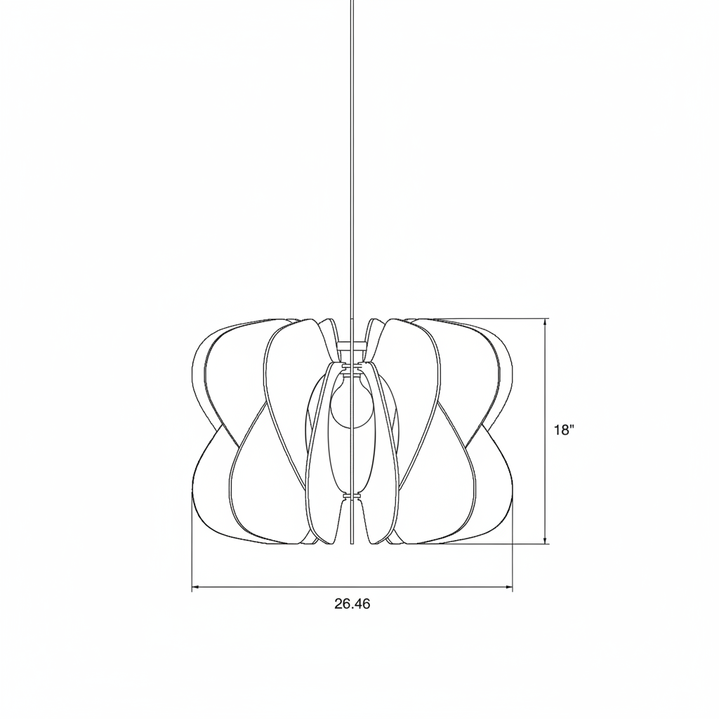 Husk Light Line Drawing – Scaled Dimensions