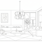 Husk Light – Living Room Line Drawing