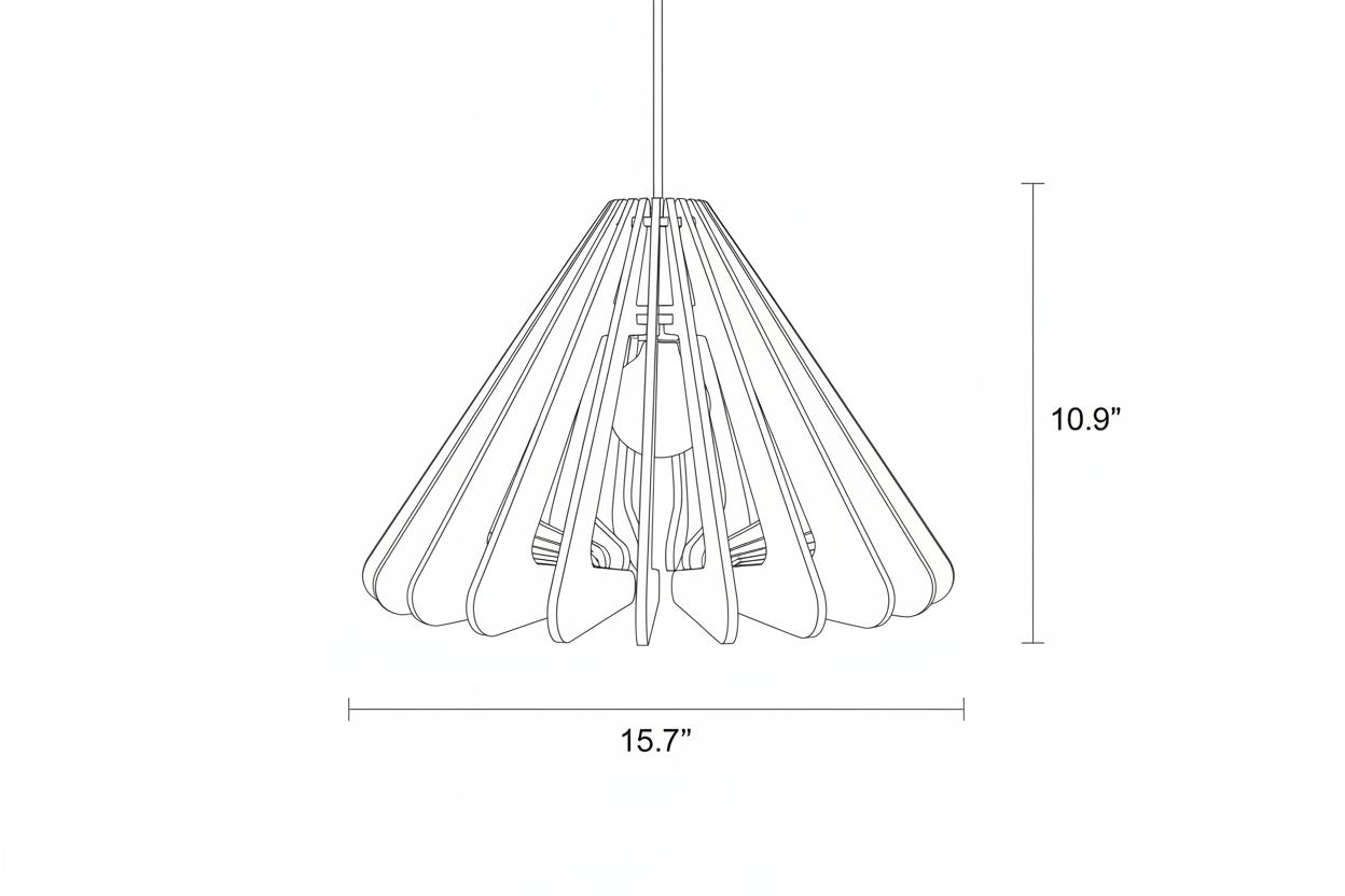 Large cone pendant light technical drawing