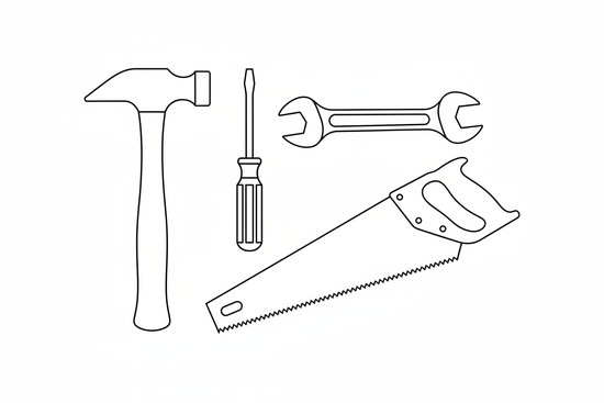 line drawing of tools
