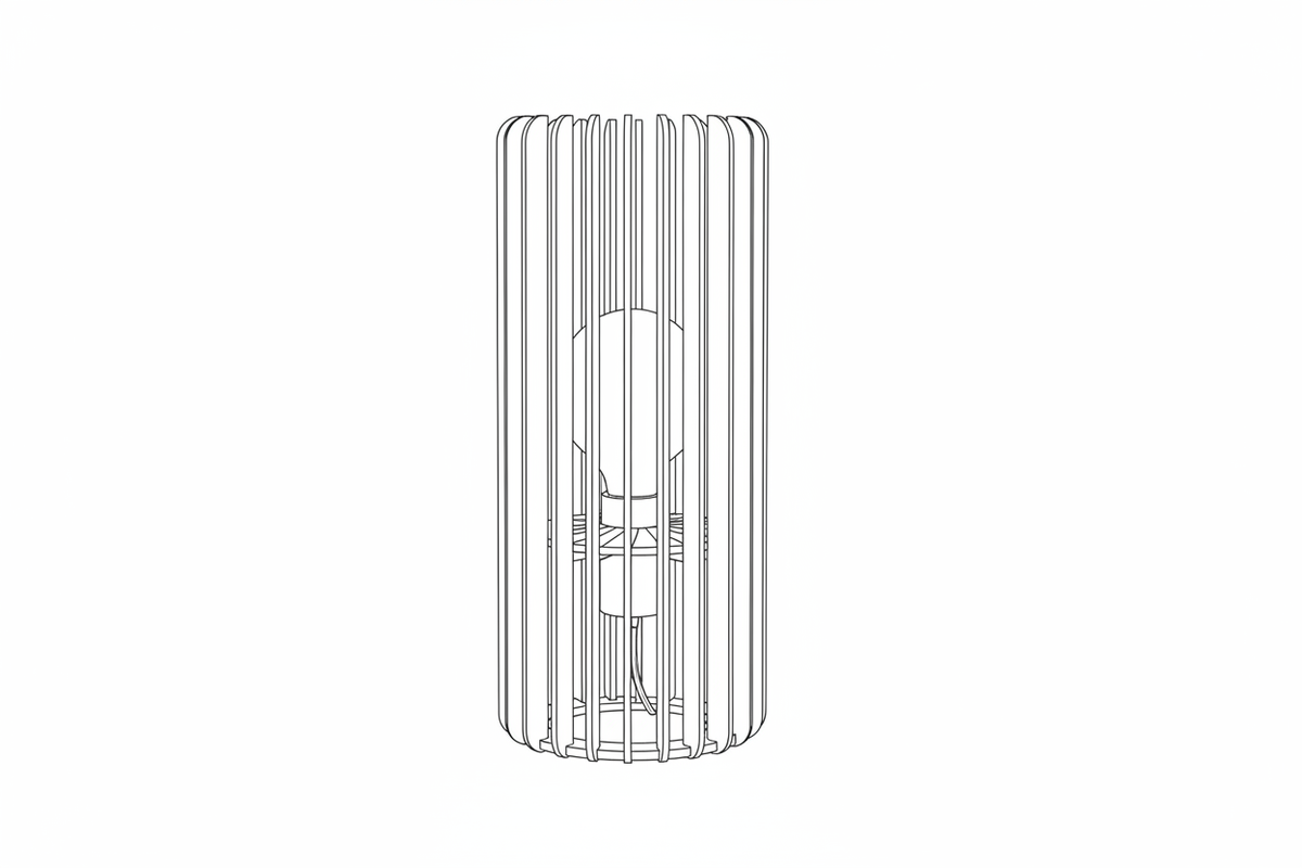 Line drawing of walnut table lamp