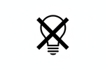 make a line drawing that shows an X over a light bulb 15