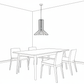 Pendant Light Dining Room Scene Line Drawing
