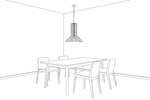 Pendant Light Dining Room Scene Line Drawing 10