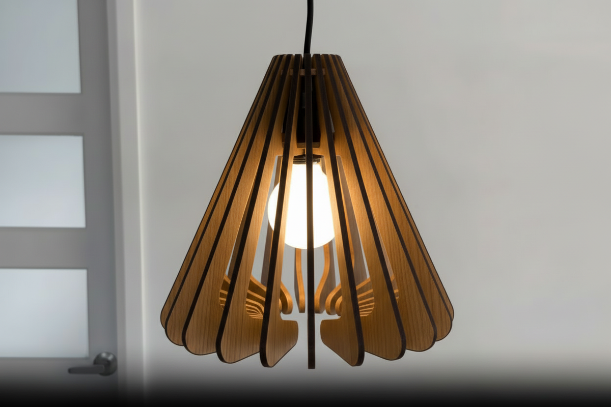Rhythm Pendant Light — White Oak Bold Laser-Cut Edges