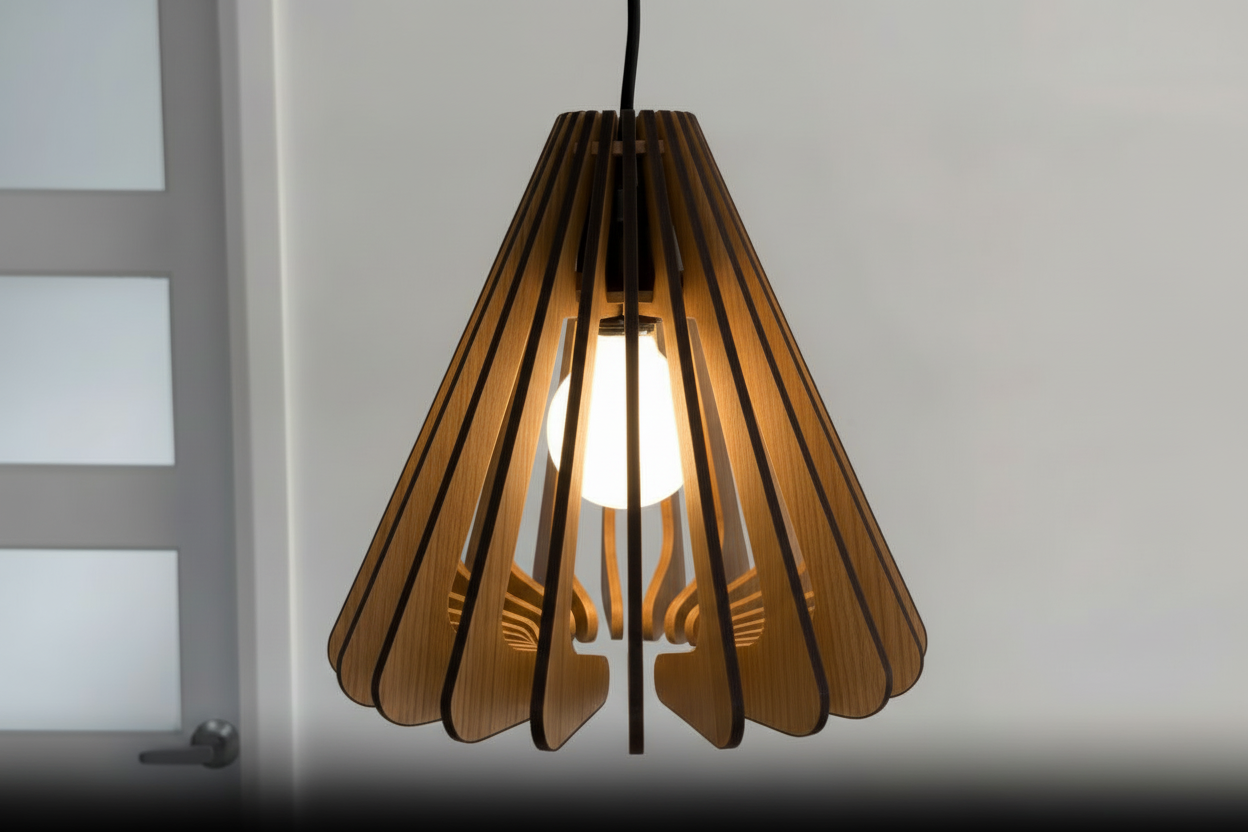 Rhythm Pendant Light — White Oak Bold Laser-Cut Edges