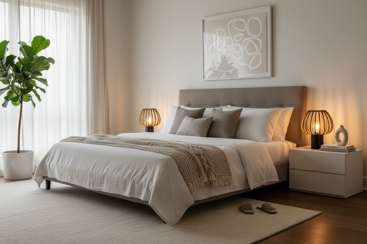 Two Anchor Table Lights - Bedroom Setting