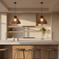 Two Rhythm Large white oak pendants over kitchen island