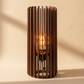 Walnut lattice table light with cream background
